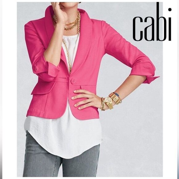CAbi Blazer Coral Button down three quarter sleeves Size 6 - Picture 7 of 7